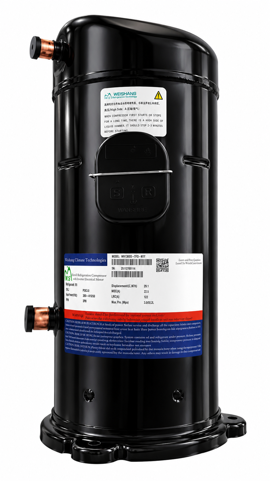 WR2-25HP, R22, 220V,380V, Weishans Scroll Compressor